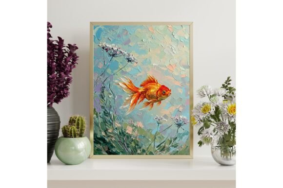 Goldfish Floral Wall Art Print
