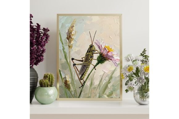 Grasshopper Impasto Wall Art