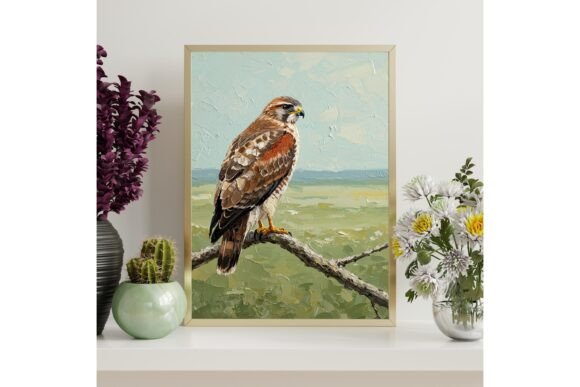 Hawk Bird Impasto Printable Wall Art