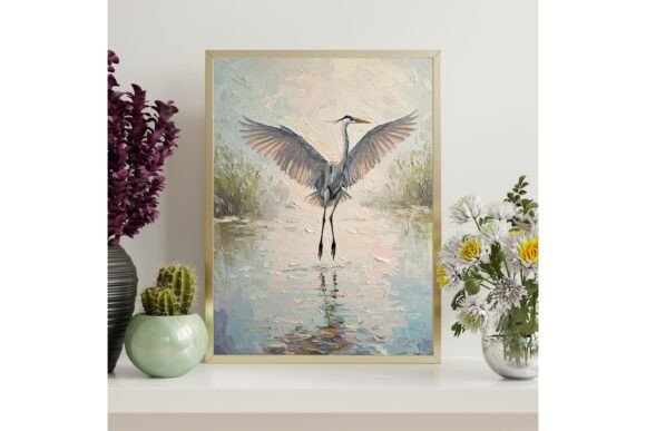 Heron in Flight Printable Wall Art