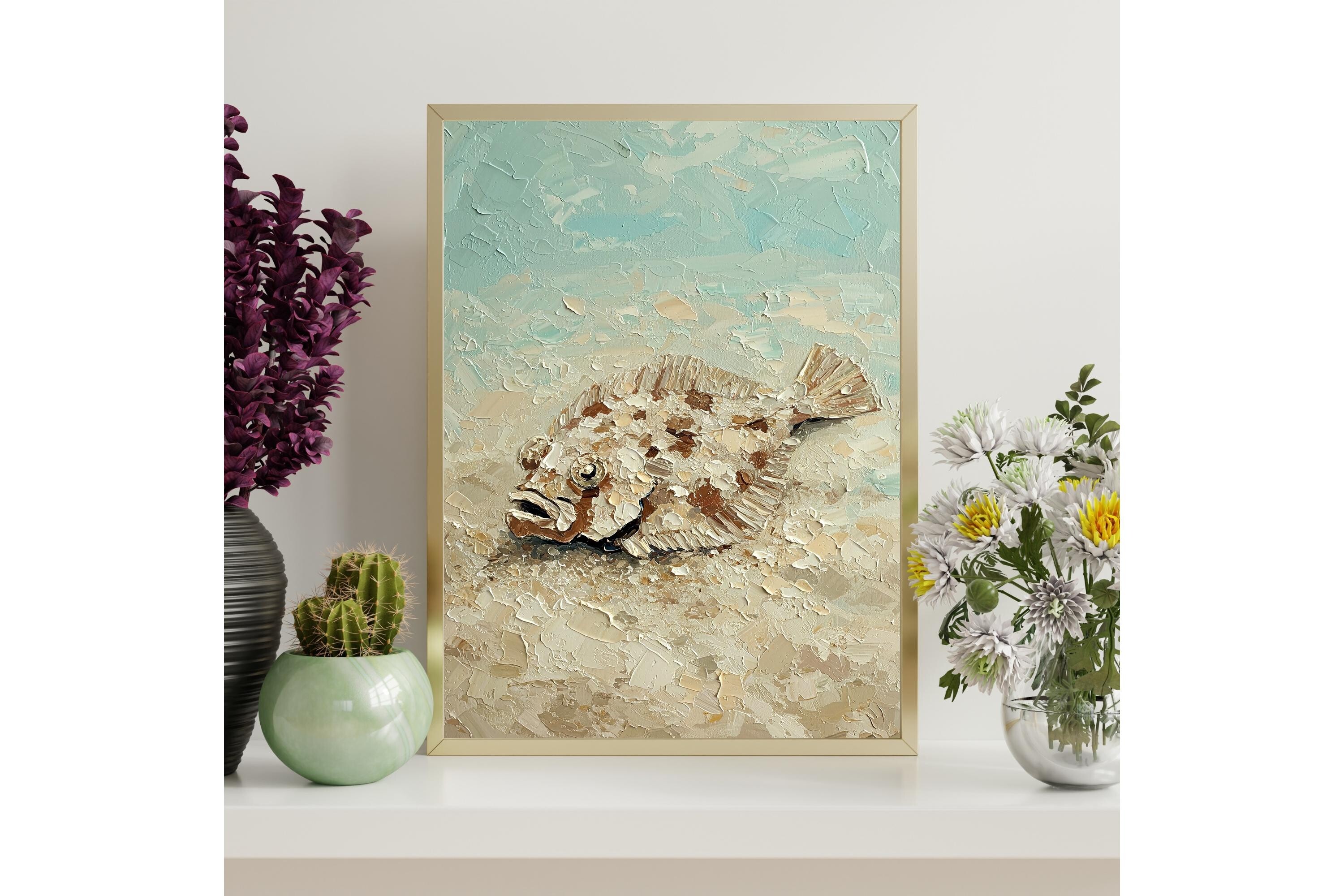 Impasto Flounder Printable Wall Art