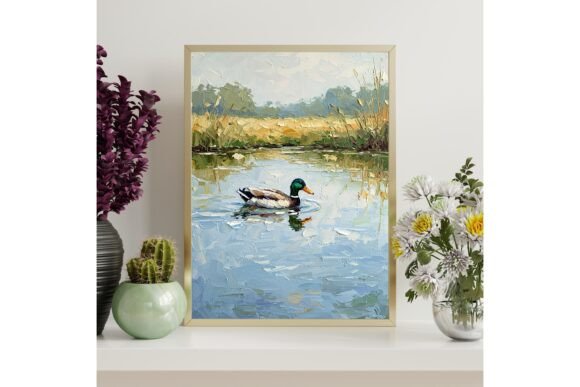 Impasto Mallard Duck Pond Wall Art