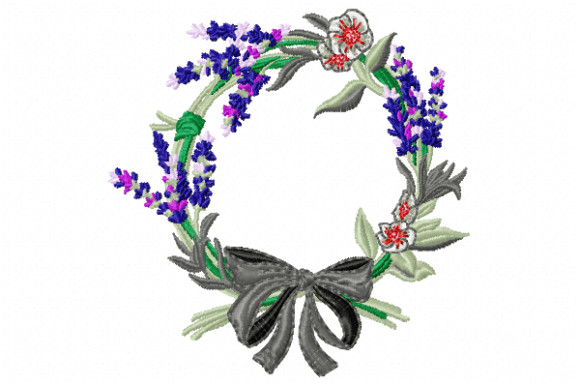 Lavender Floral Wreath Embroidery Design