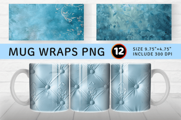 Luxury Baby Blue Mug Wrap Sublimation De Graphics