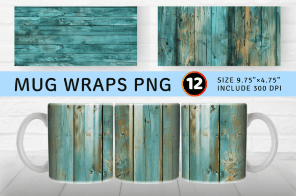 Mermaid Wood Mug Wrap Sublimation Design Graphics