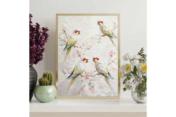Printable Conure Birds Oil Painting Wall