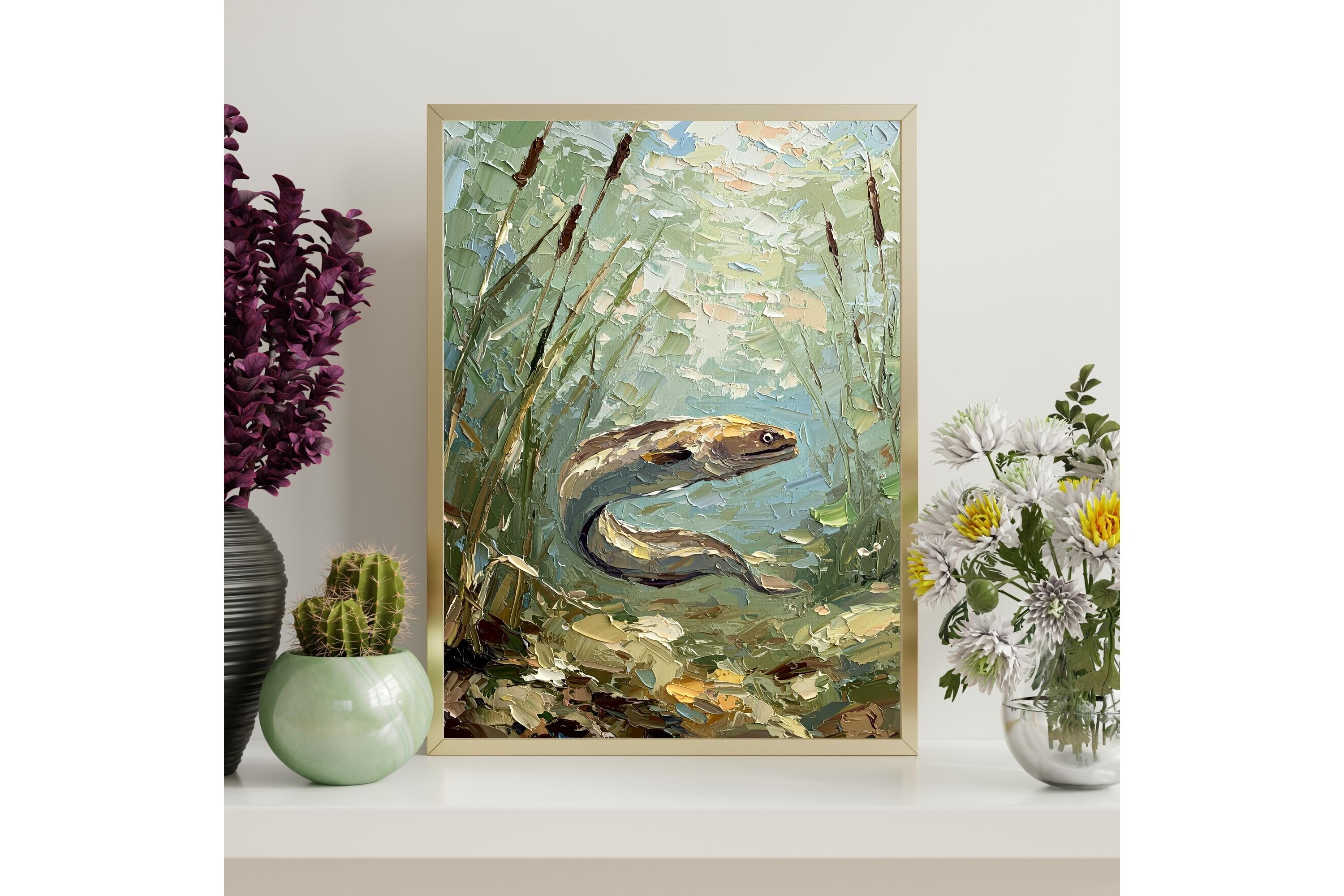 Printable Impasto Eel Wall Art