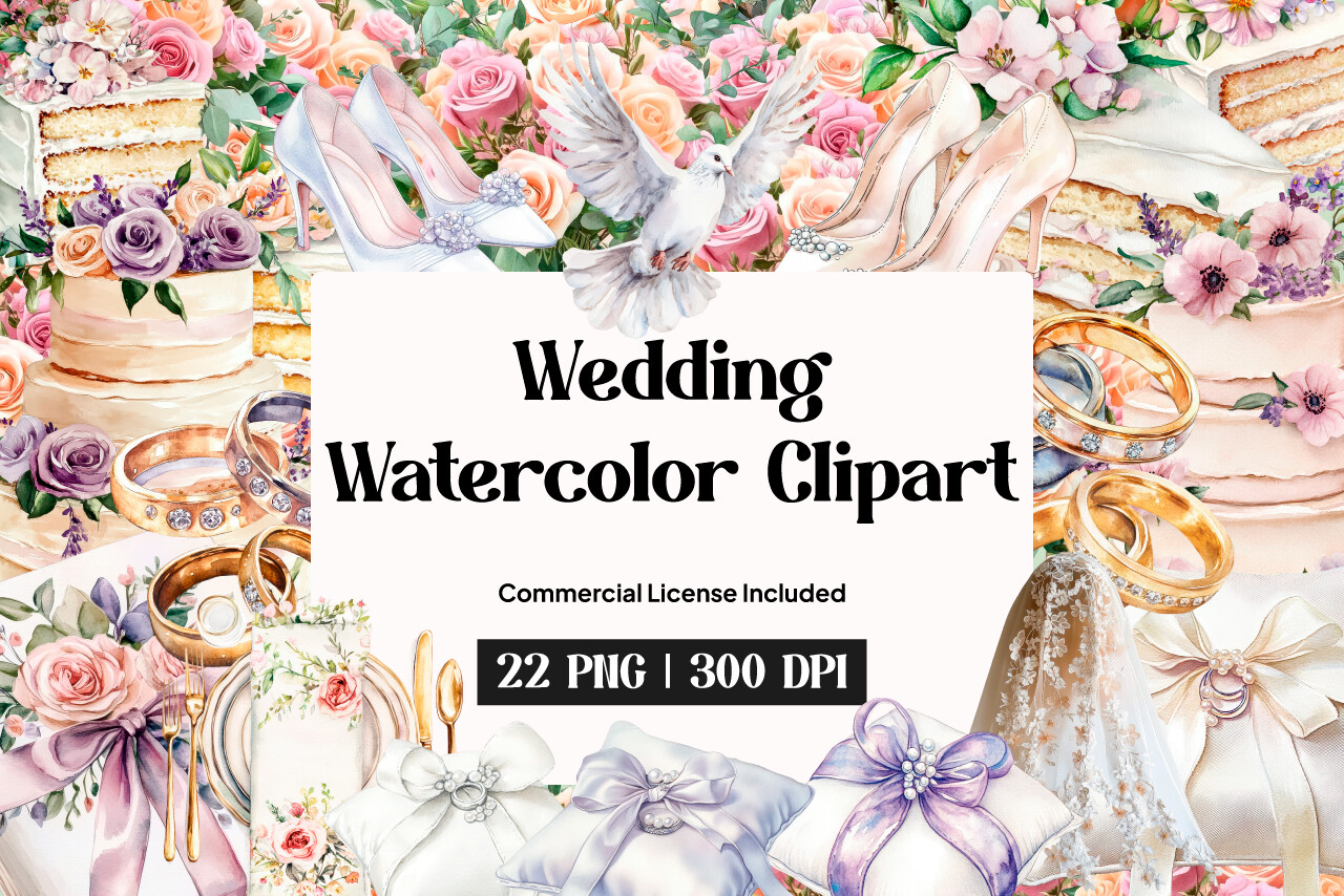Wedding Watercolor Clipart Graphic by inpixell.studio · Creative Fabrica