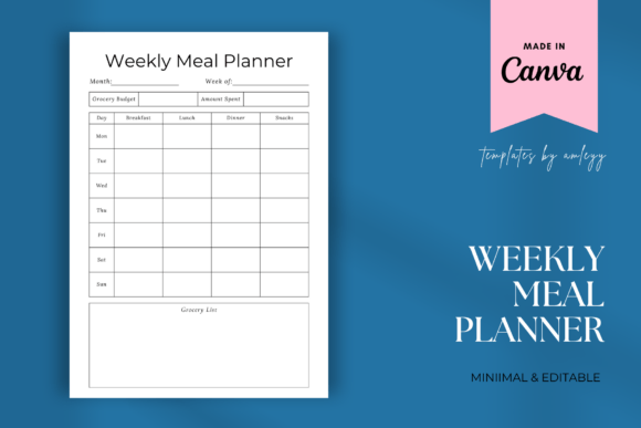 Weekly Meal Planner Digital Template