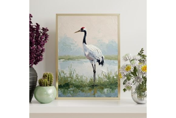 White Crane Bird Printable Wall Art