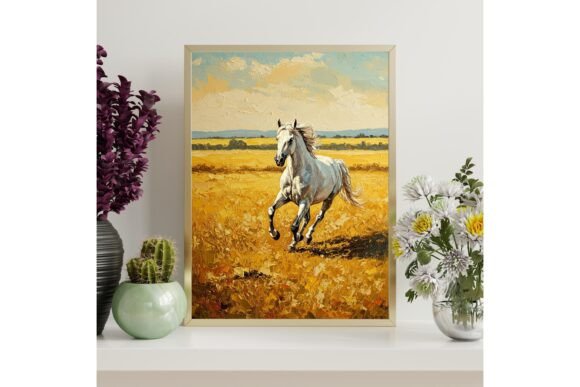 White Horse Running Printable Wall Art