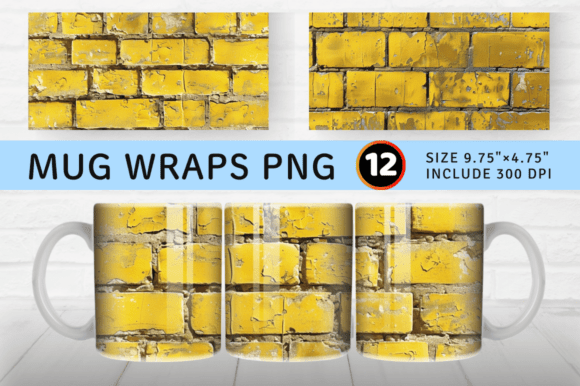 Yellow Brick Mug Wrap Sublimation Design Graphics