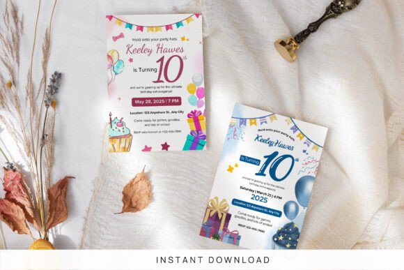 10th Birthday Invitation Canva Template