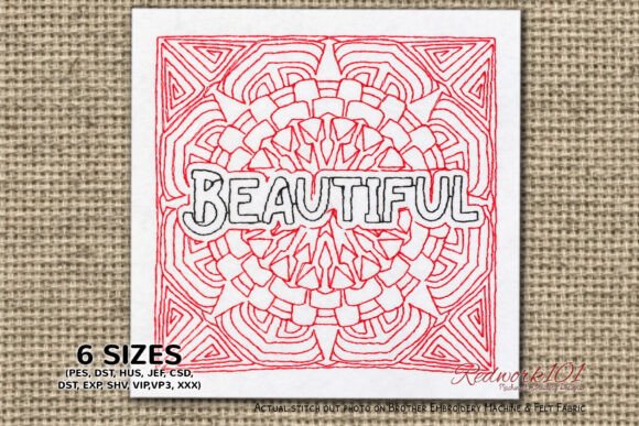 Beautiful Word Redwork