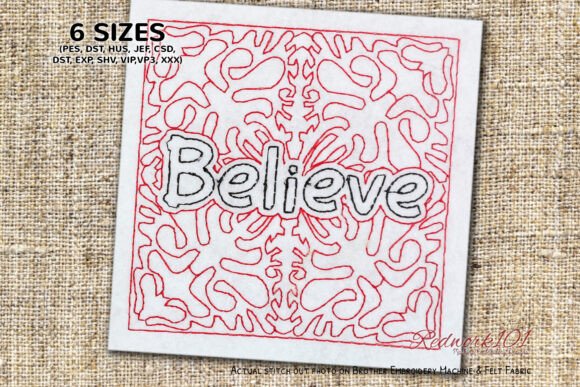 Believe Word Redwork