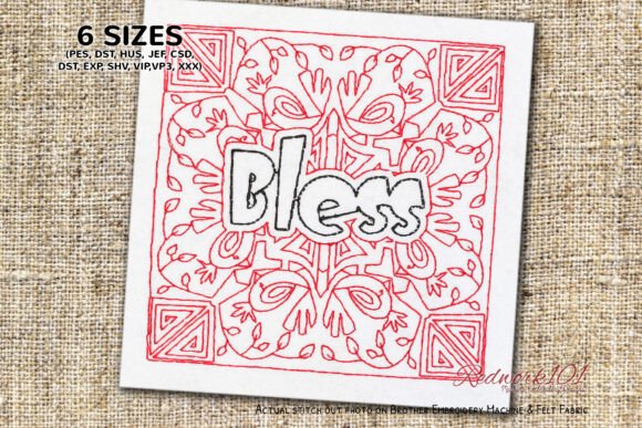 Bless Word Redwork