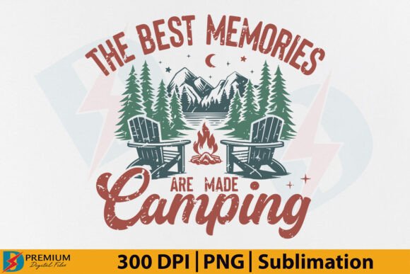 Camping campfire summer camp PNG design for Cricut shirts mugs and outdoor decals