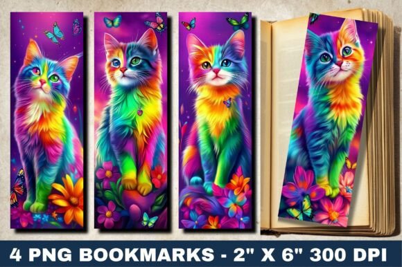 Colorful Cat Bookmark Bundle Design Gráfico Manualidades Por Digital Donkey