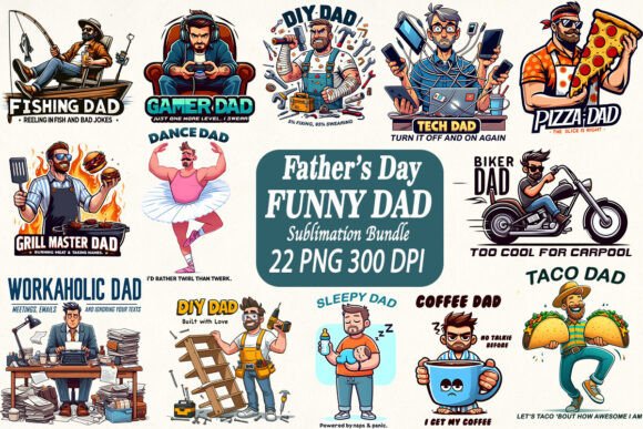Funny DAD Fathers Day Sublimation Bundle Grafica Creazioni Di Mulew