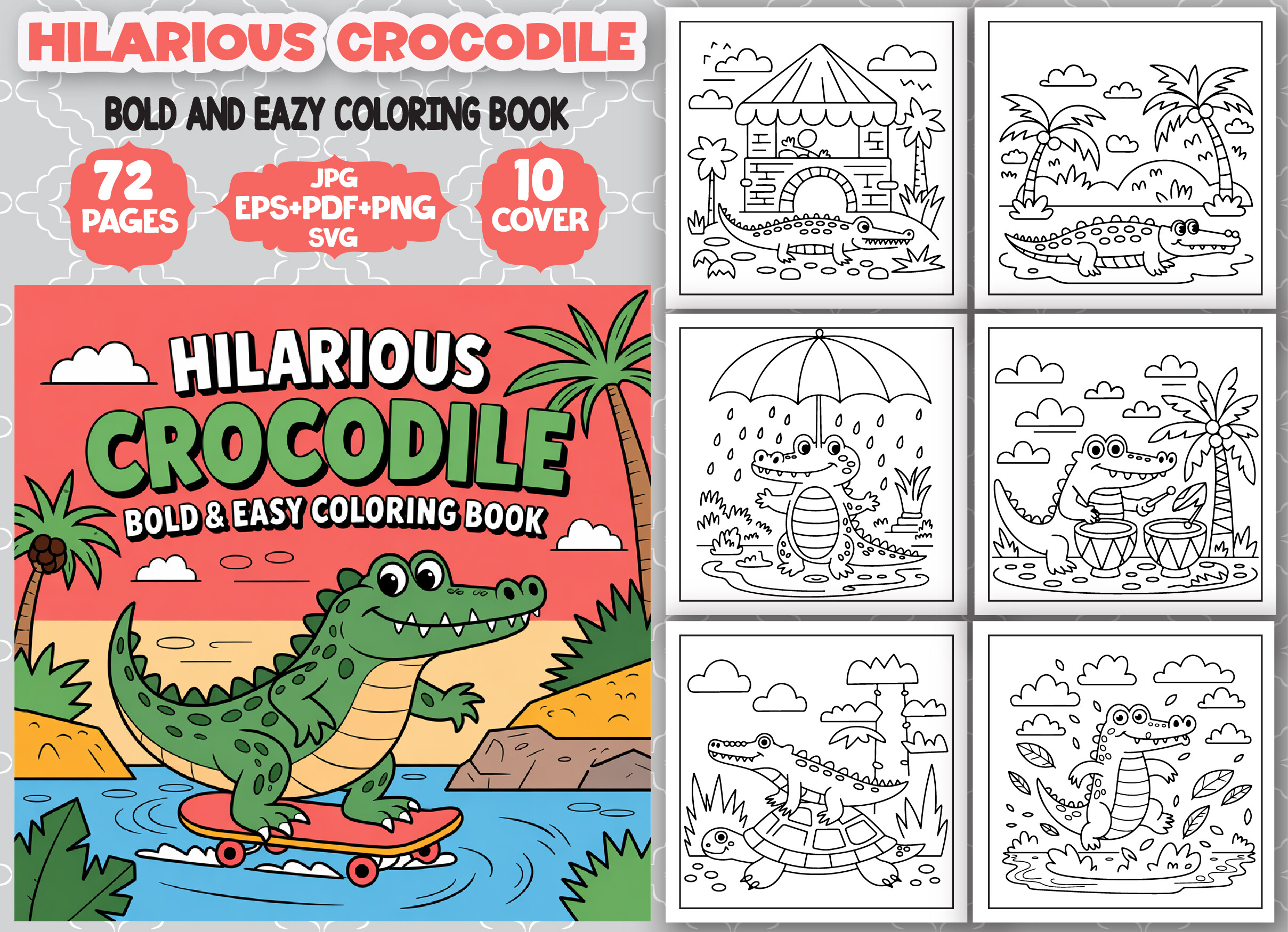 Hilarious Crocodile Coloring Book Pages