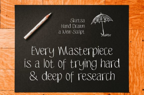 Sketsa Hand Drawn Font PNG with transparent background - Preview 2