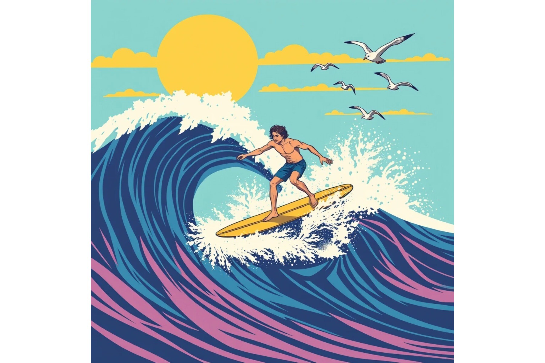 Vintage Surfing Lover Digital Paper Graphic by Design BLOOM · Creative ...