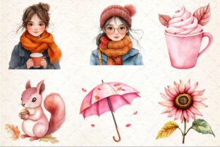 Watercolor Pink Fall Autumn Clipart Graphic by Rose Art · Creative Fabrica