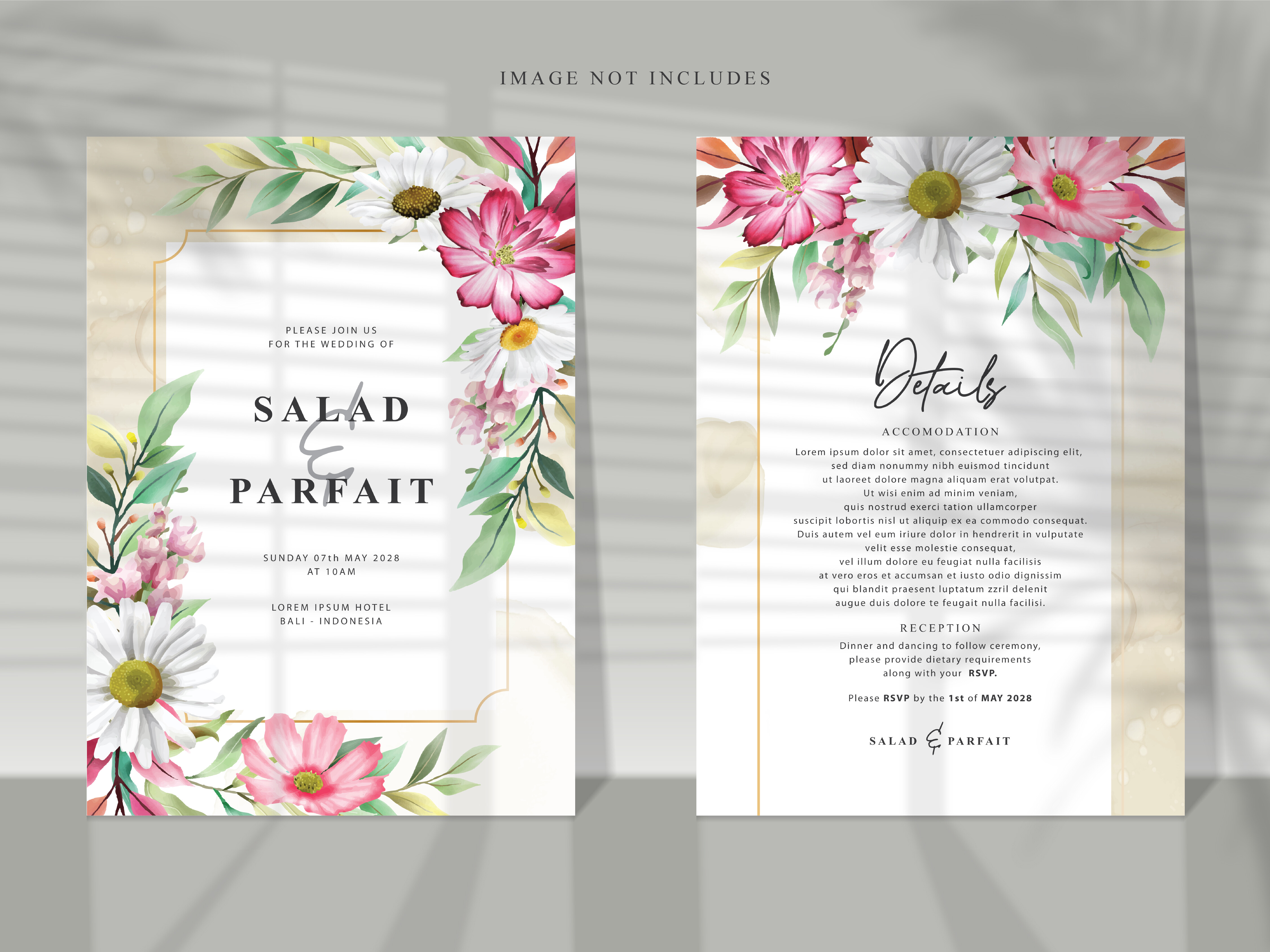 Colorful Hand Drawn Floral Wedding Card Graphic by Theresia Studio ...