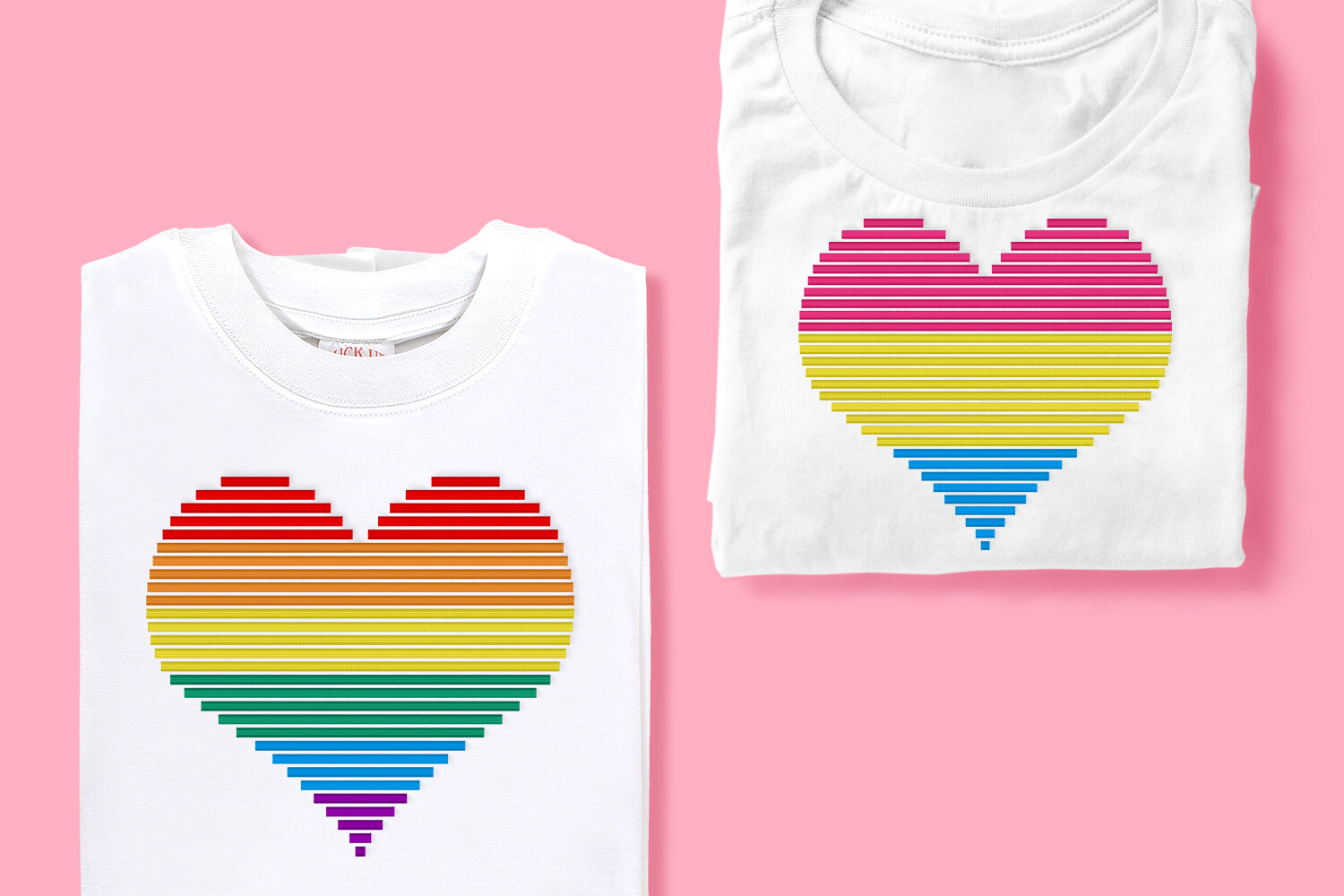 6 Color Striped Heart Embroidery