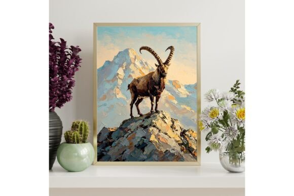 Alpine Ibex Mountain Peak Printable Wall