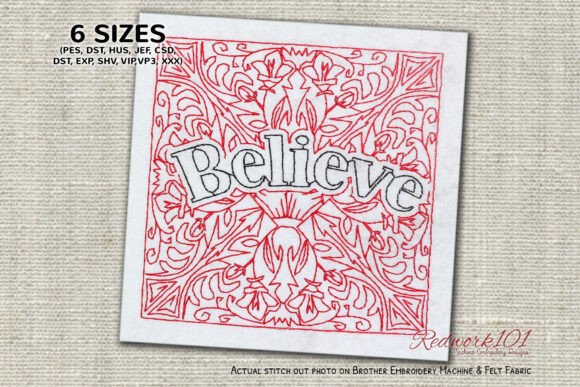 Believe Word Embroidery Design