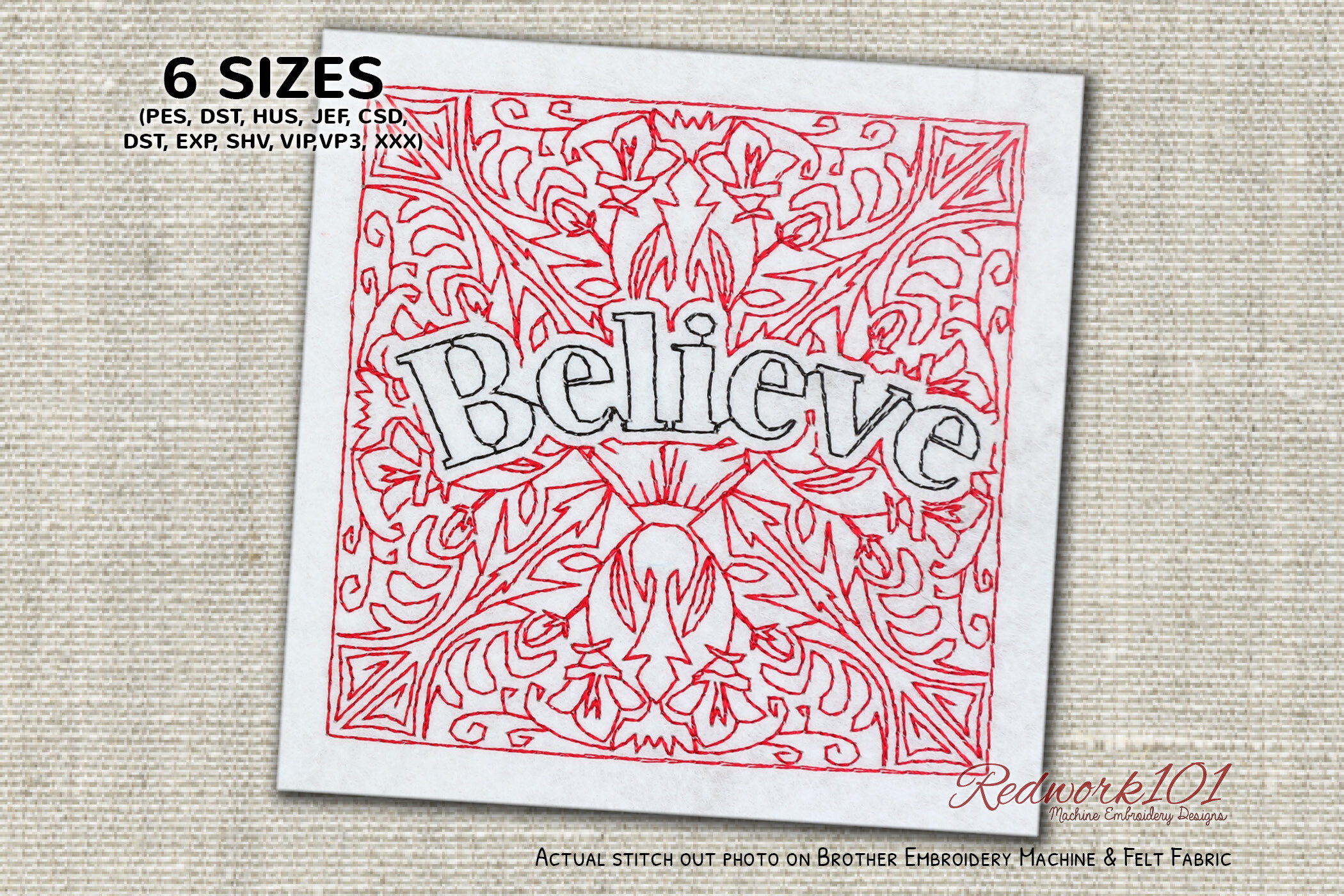 Believe Word Embroidery Design