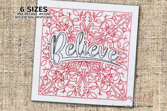 Believe Word Embroidery