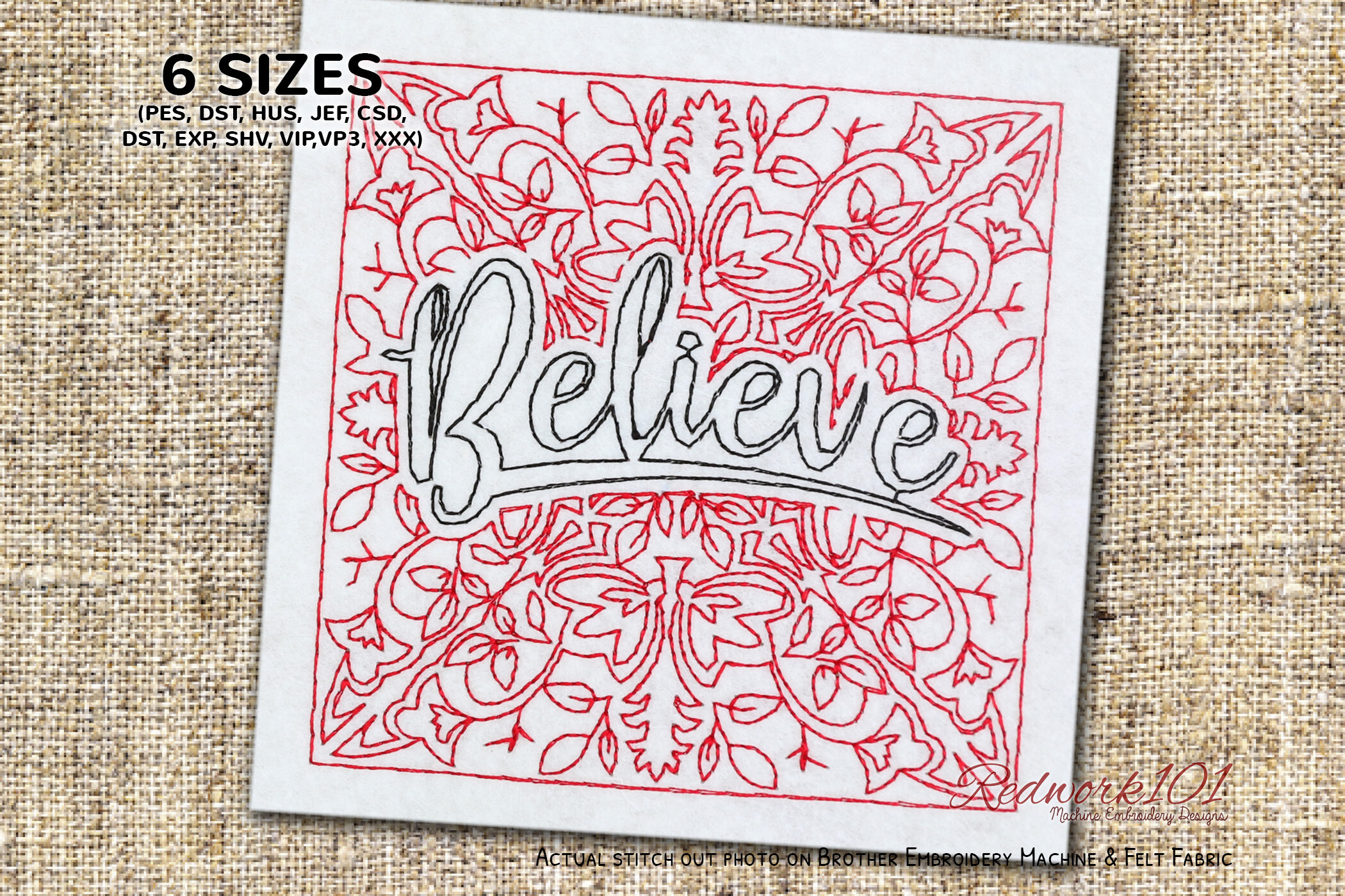 Believe Word Embroidery