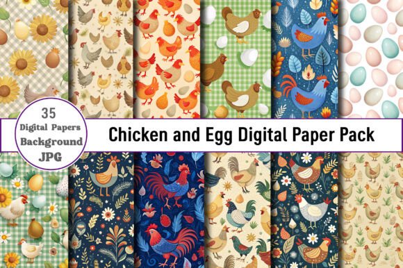 Chicken and Egg Digital Paper Pack