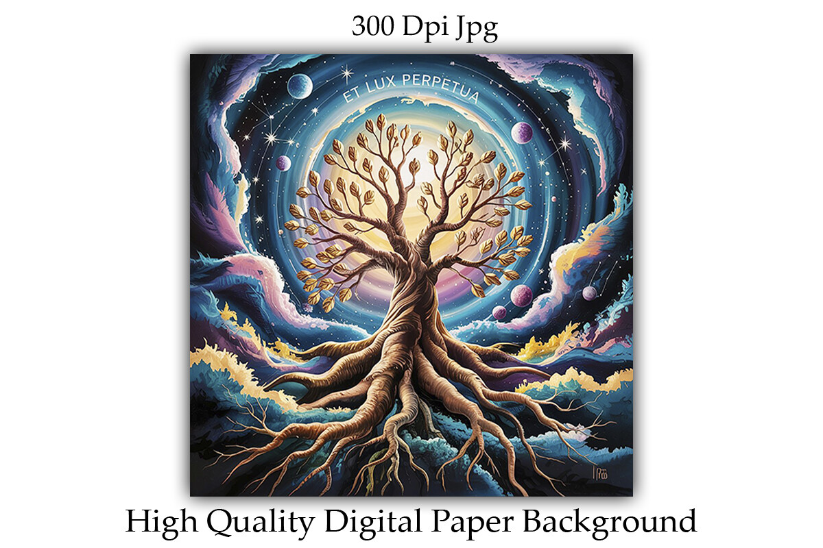 Cosmic Tree of Life Digital Paper-9 Graphic by CraftArt2 · Creative Fabrica