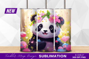 Cute Panda with Flower Crown Tumbler Png Graphic by Regulrcrative ...