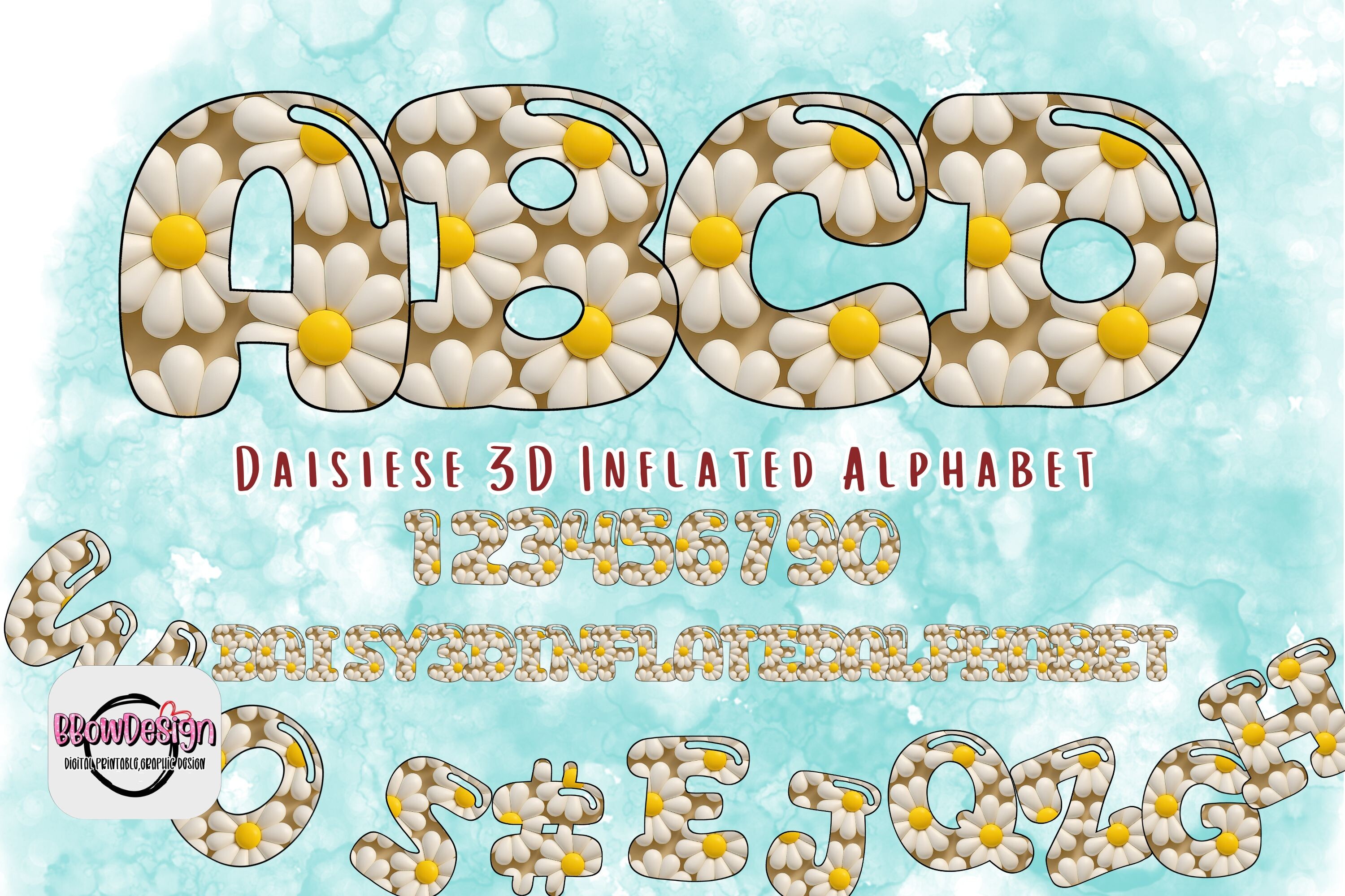 Daisy 3D Inflated Alphabet PNG Graphic by BbowDesign · Creative Fabrica