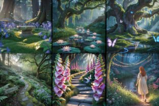 Enchanted Forest Digital Papers Pack Graphic by design studio3 ...