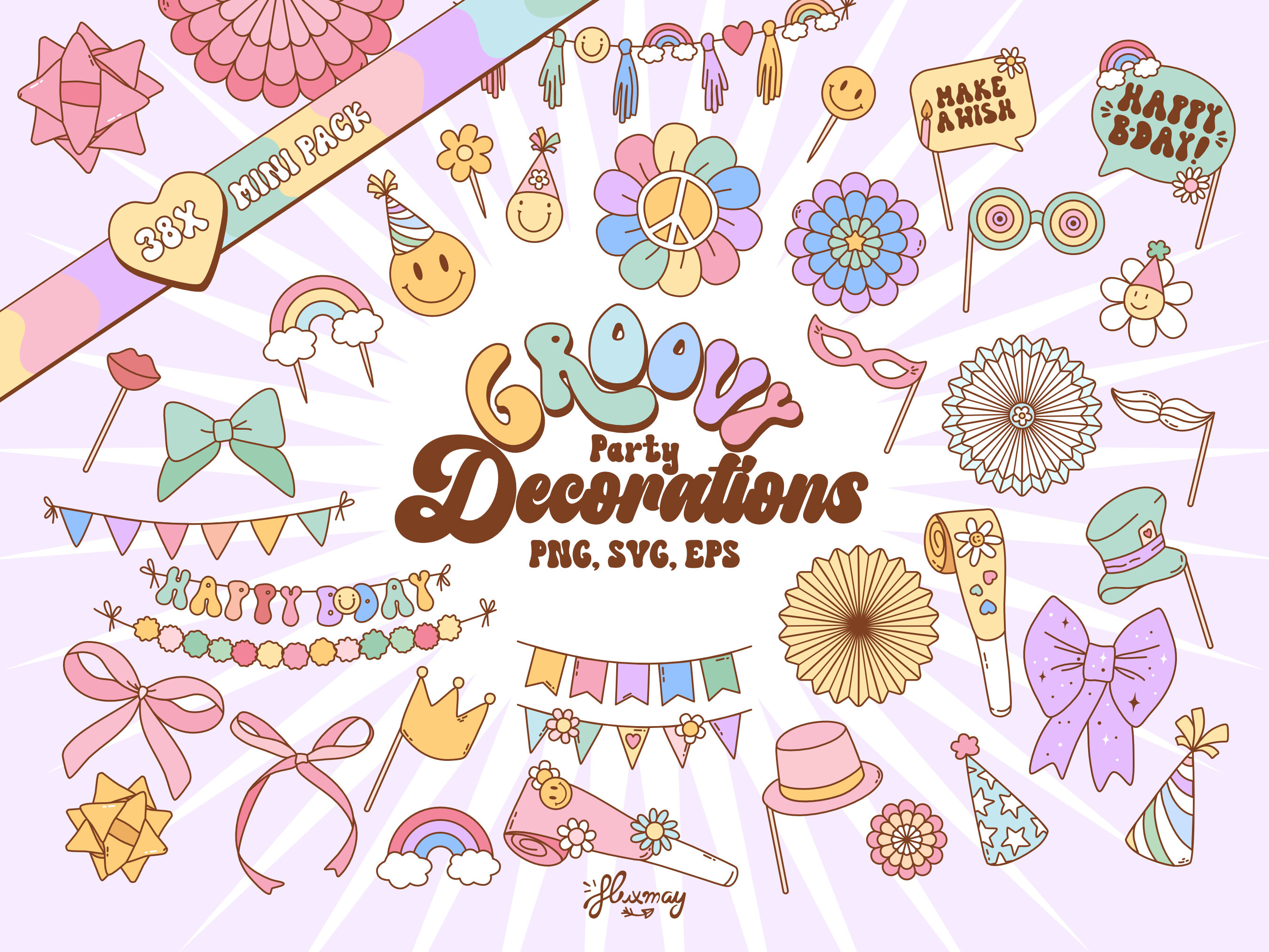 Groovy Retro Party Decoration Design Set