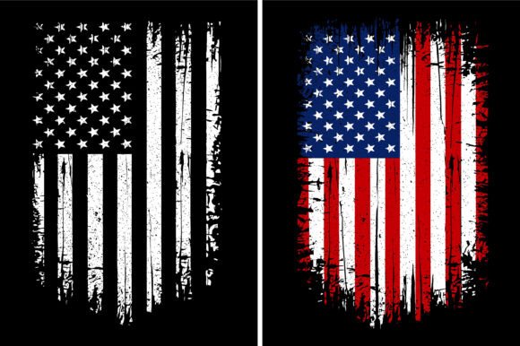Grunge American Flag 4th of July Design Gráfico Artesanato Por Crafts Station