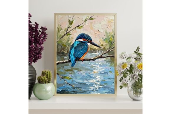 Kingfisher Bird Painting Printable Decor
