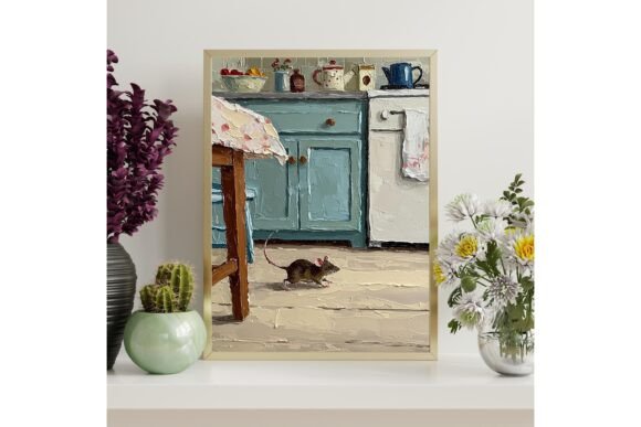 Kitchen Mouse Impasto Wall Art Decor