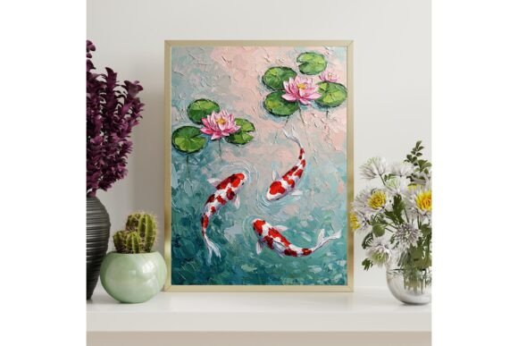Koi Fish Lotus Printable Wall Art