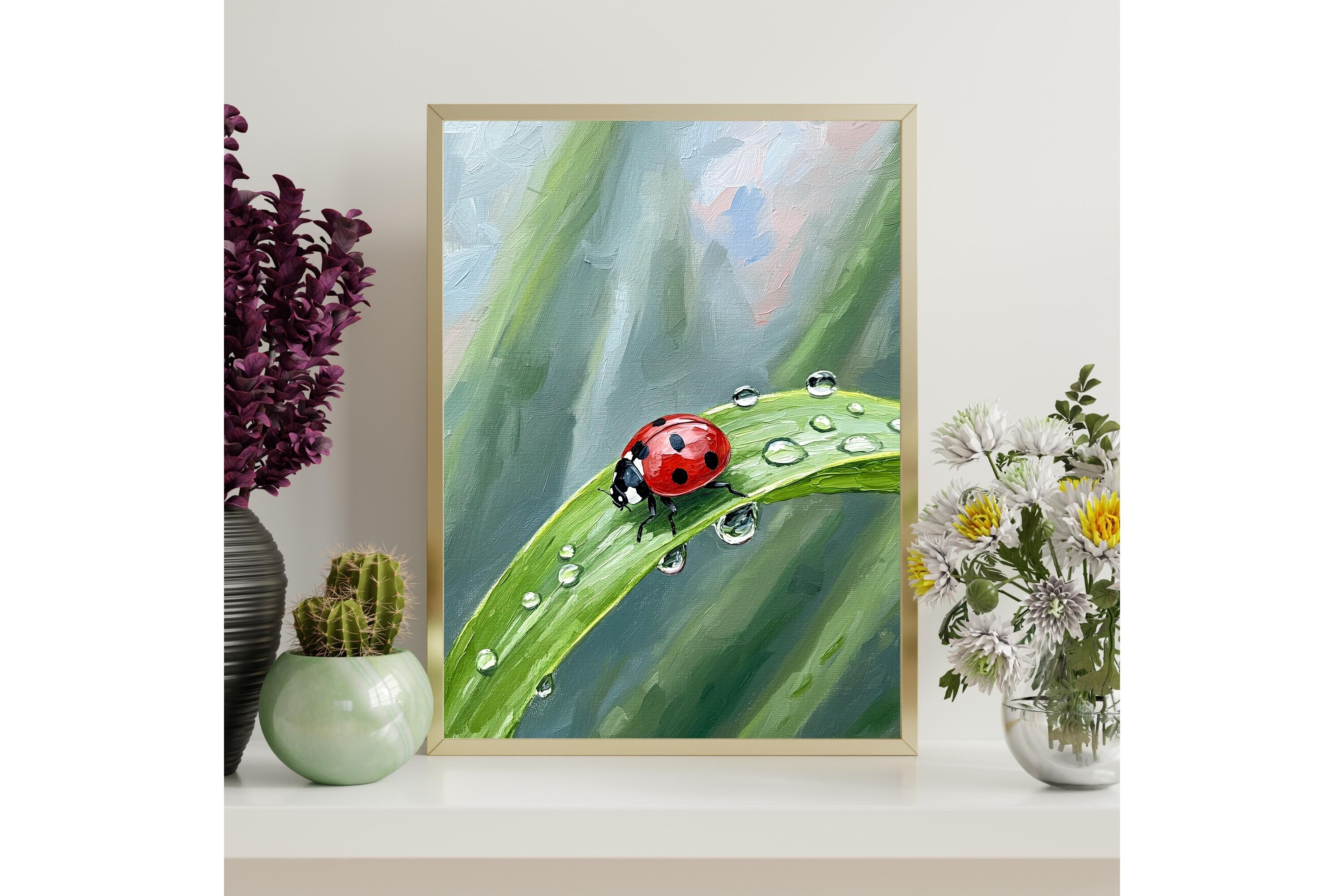 Ladybug Dewdrop Painting Printable