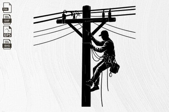 Lineman Electrician, Power Pole, Lineman Grafik Plotterdateien Von BlackCatsZone