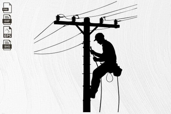 Lineman Electrician, Power Pole, Lineman Grafik Plotterdateien Von BlackCatsZone