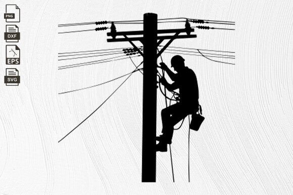 Lineman Electrician, Power Pole, Lineman Grafik Plotterdateien Von BlackCatsZone