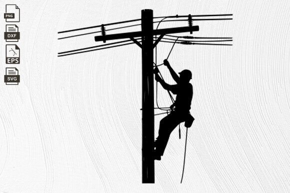 Lineman Electrician, Power Pole, Lineman Grafik Plotterdateien Von BlackCatsZone