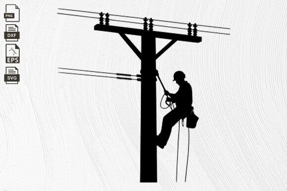 Lineman Electrician, Power Pole, Lineman Grafik Plotterdateien Von BlackCatsZone